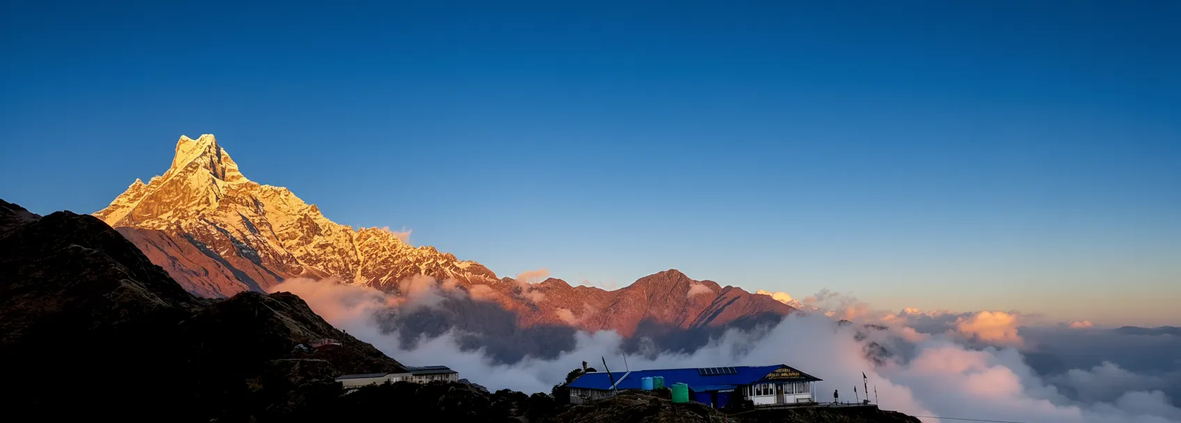 Mt Fishtail and Mardi himal sunset view from High Camp - Mardi Himal Trek